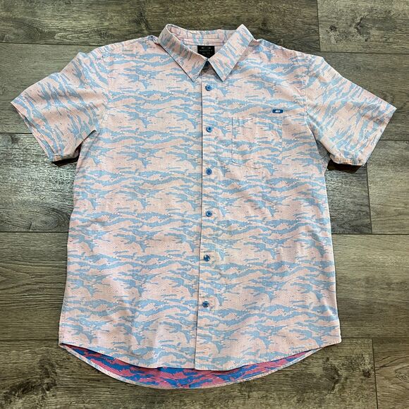 Vintage Y2K Oakley Software Pale Pink Light Blue Button Up Shirt - Men's XL - Picture 1 of 11